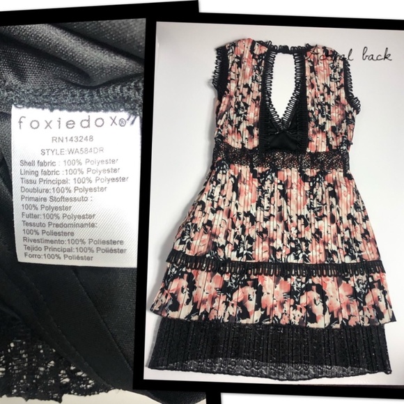 FOXIEDOX Jasmine Lace Trim Pleated Floral Mini Dress Size XS. - Picture 7 of 16
